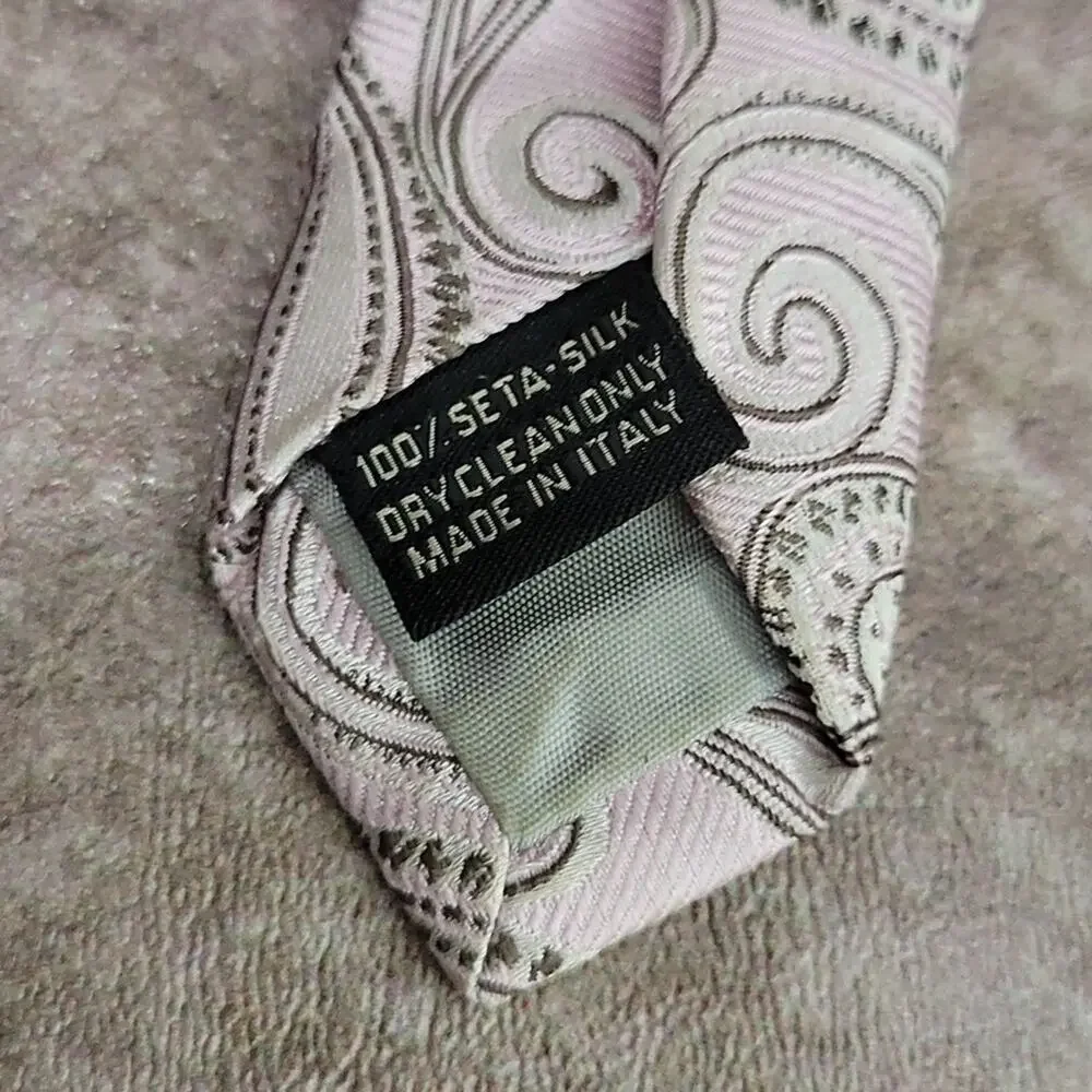 Unbranded Men's Pink & Brown Paisley Print Silk Necktie
